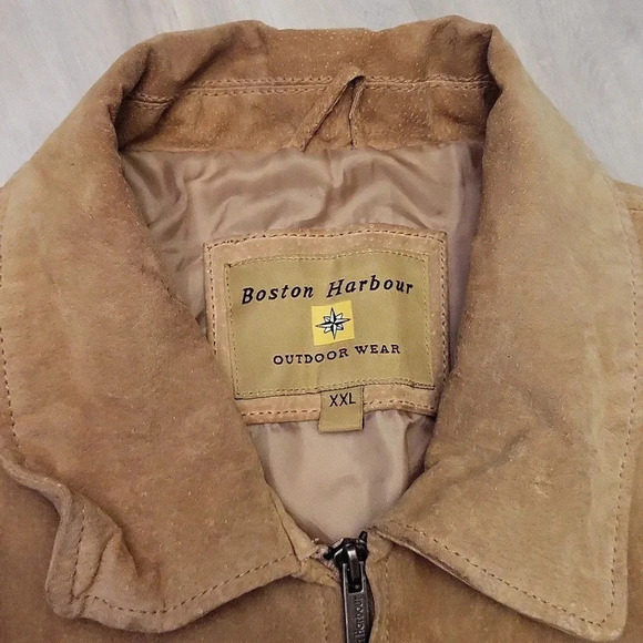 Boston Harbor Mens XXL Tan Lined Full Zip Leather Jacket Western Warm Casual - Picture 2 of 12